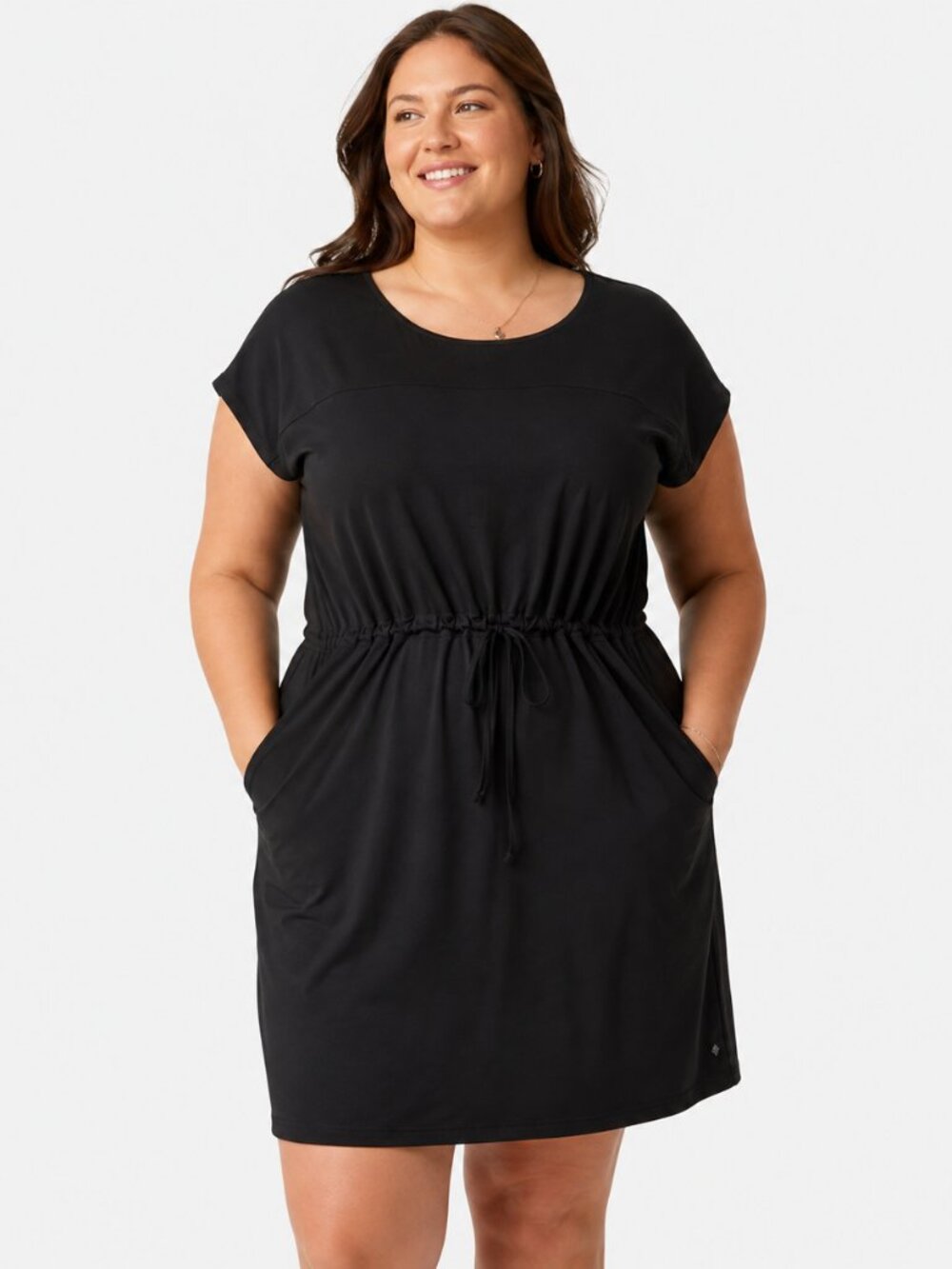 Columbia Women’s XXL Black Stretch Dress Drawstring Waist Pockets Travel Casual
